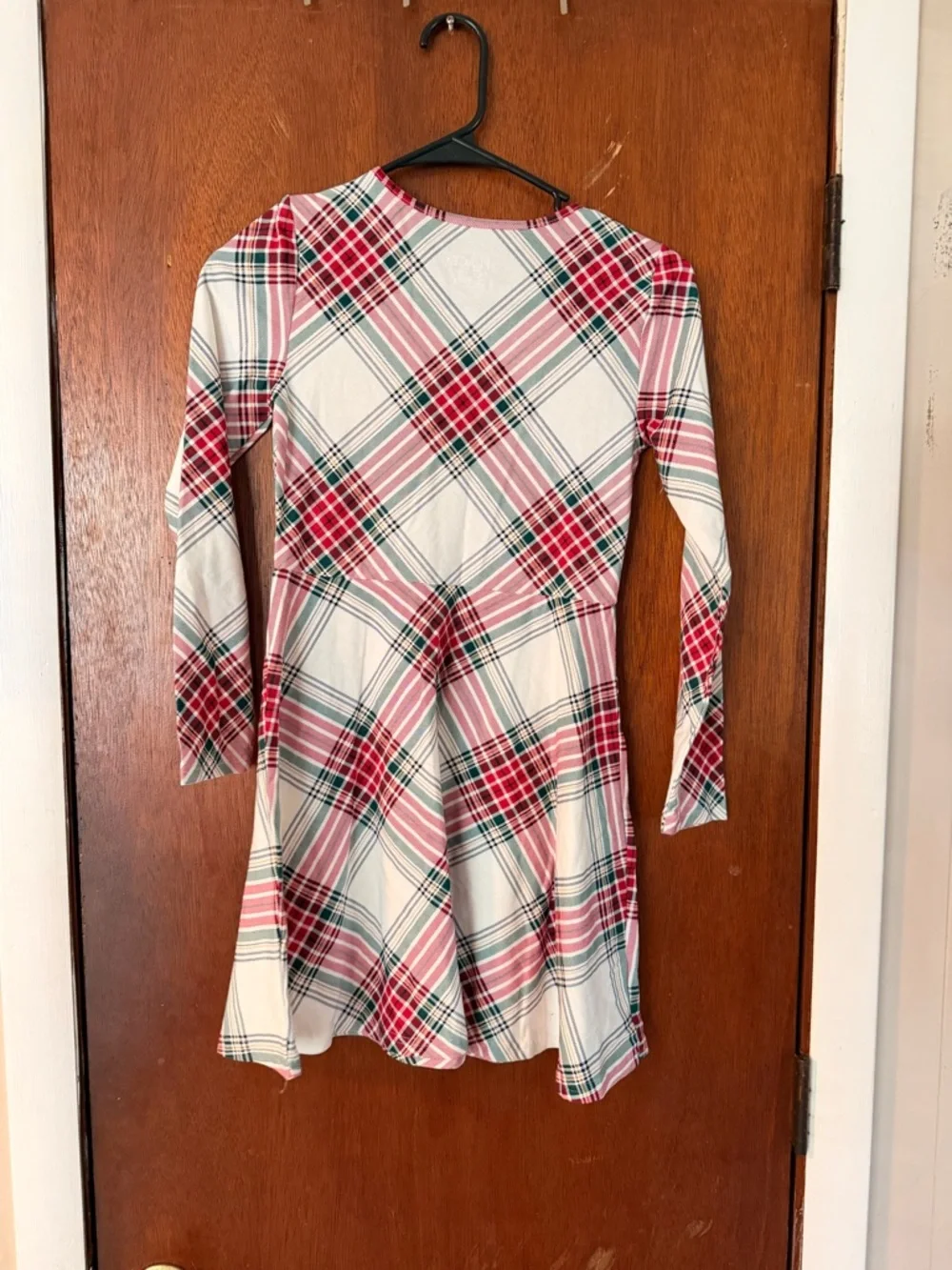 The Children's Place Red, Green & Cream Plaid Girls Long Sleeve Dress - Picture 2 of 4